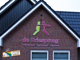 Gevelreclame in huisstijl kleuren uitgevoerd